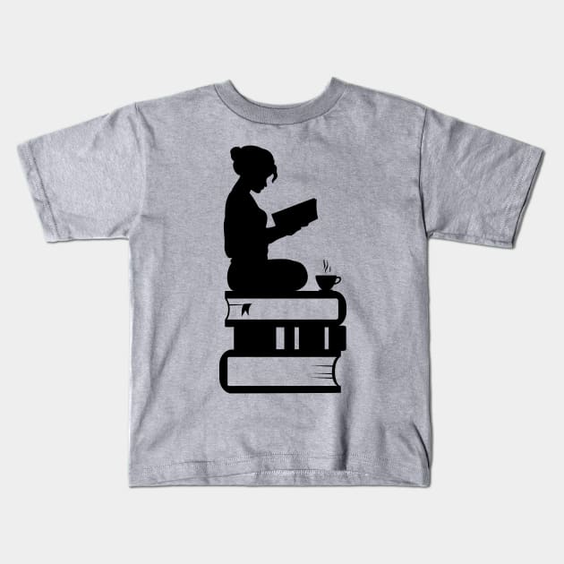 girl on books Kids T-Shirt by Mstudio